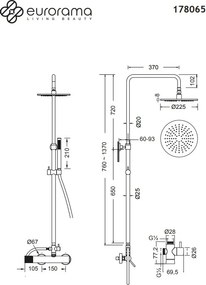 Eurorama Oso Chrome 178065 - Στήλη ντουζ 2 εξόδων