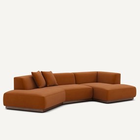 Γωνιακός καναπές δεξιός ανοιχτός από λινό βελούδο, JACOPO