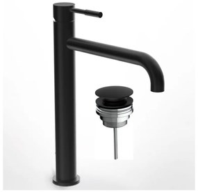 La Torre New Tech Black Matt Μπαταρία Νιπτήρος Υψηλή, με Βαλβίδα clic-clac 12507-400