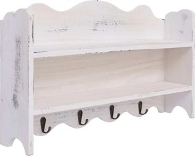 vidaXL Κρεμάστρα Τοίχου Λευκή 50 x 10 x 30 εκ. Ξύλινη