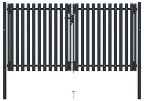 Πόρτα με Διπλή Πόρτα και Φράχτη Ανθρακί 300x175 εκ. από Ατσάλι