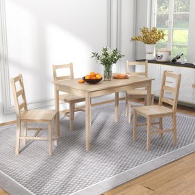 Σετ τραπεζαρίας 5 τεμαχίων, τραπέζι με καρέκλες, μασίφ ξύλο, 118 cm x 73 cm x 75 cm, φυσικό χρώμα