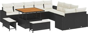 vidaXL Σετ Καναπέ Κήπου 13 pcs Μαύρο συνθετικό ρατάν