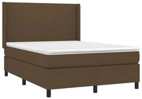 vidaXL Κρεβάτι Boxspring με Στρώμα &amp; LED Σκ.Καφέ 140x190εκ. Υφασμάτινο