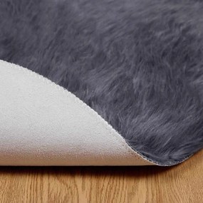 vidaXL Ψεύτικο Δέρμα Προβάτου Χαλί Tafalla Ανθρακί Ø 100 εκ
