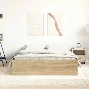 vidaXL Πλαίσιο Κρεβατιού Sonoma Δρυς 135x190 εκ. Double