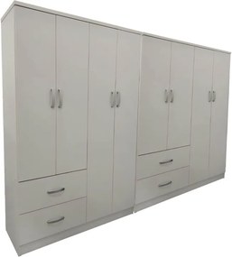 Ντουλάπα οχτάφυλλη Athos pakoworld λευκή 241x42x181εκ