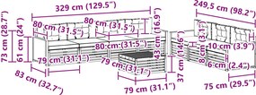 vidaXL Σειρά Καναπέ Εξωτερικού 8 pcs Φυσικό και Ανθρακί
