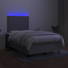 vidaXL Κρεβάτι Boxspring με Στρώμα &amp; LED Αν.Γκρι 120x190εκ. Υφασμάτινο