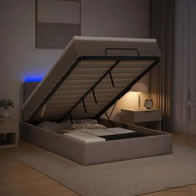 vidaXL Κρεβάτι Ottoman με Στρώμα και LED Taupe 120 x 200 cm Ύφασμα