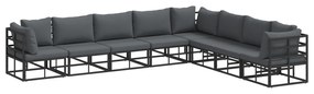 vidaXL Σετ Καναπέ Κήπου 8 pcs Μαύρο 353 x 283 x 71 εκ. Αλουμίνιο