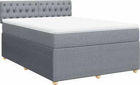 vidaXL Κρεβάτι Boxspring με Στρώμα Ανοιχτό Γκρι 140x200 εκ. Υφασμάτινο