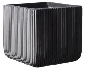 Γλάστρα Πήλινη Τετράγωνη Stripe Γκρι M 31x31x28 εκ. B-9940-8 Supergreens-B-9940-8-Γκρι B-9940-8