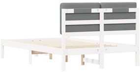 vidaXL Σκελετός Κρεβατιού με Επενδεδυμένο Κεφαλάρι Ανοιχτό γκρι