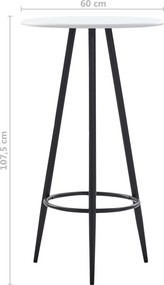 vidaXL Τραπέζι Μπαρ Λευκό 60 x 107,5 εκ. από MDF