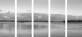 Εικόνα 5 τμημάτων λίμνη και ηλιοβασίλεμα σε ασπρόμαυρο - 100x50