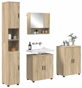 vidaXL Σετ Επίπλων Μπάνιου με πόρτα 4 pcs Sonoma Δρυς 61 x 35 x 64 εκ.