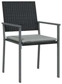 Καρέκλες Κήπου 4 τεμ. Μαύρο 54x62,5x89 εκ Συνθ. Ρατάν&amp;Μαξιλάρια - Μαύρο