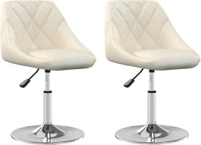 vidaXL Καρέκλες Τραπεζαρίας Περιστρεφόμενες 2 τεμ. Κρεμ Βελούδινες