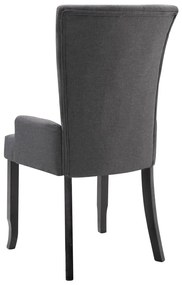 vidaXL Καρέκλες Τραπεζαρίας με Μπράτσα 2 τεμ. Σκούρο Γκρι Υφασμάτινες
