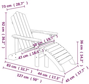 vidaXL Καρέκλες Κήπου Adirondack 2 τεμ. Λευκές από HDPE με Υποπόδια