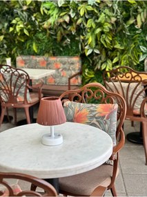 Ασύρματη επιτραπέζια λάμπα με λευκή βάση και καφέ αμπαζούρ Καφέ
