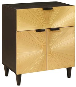 vidaXL Κομοδίνο Μαύρο και Χρυσό 50 x 33 x 60 εκ Μασίφ ξύλο μάνγκο