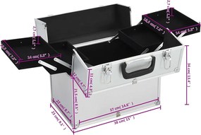 vidaXL Βαλίτσα Μακιγιάζ Ασημί 38x23x34 εκ. Αλουμινίου