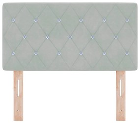 vidaXL Κεφαλάρι LED με φώτα λωρίδας LED Ανοιχτό γκρι 80 cm Βελούδο