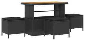 vidaXL Σετ Καναπέ Κήπου 9 Τεμαχίων με Μαξιλάρια Μαύρο Πολυ Ρατάν Ακακία
