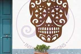 Σετ των 2 Intra απο ξύλο plywood 3mm-4mm πάχος – Επιτοίχια επιγραφή Sugar Skull Λεπτομερής αποκοπή 2 Δίασταση  20x20 cm INTRAFABR-123701102