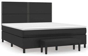 vidaXL Κρεβάτι Boxspring με Στρώμα Μαύρο 160x200εκ.από Συνθετικό Δέρμα