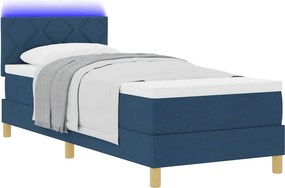 vidaXL LED Κρεβάτι με βάθρο με κεφαλάρι Μπλε 80 x 200 cm ύφασμα