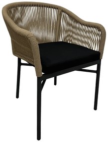 Πολυθρόνα αλουμινίου Legana ανθρακί σκελετός--pe rattan σε φυσική απόχρωση 56x66x82εκ