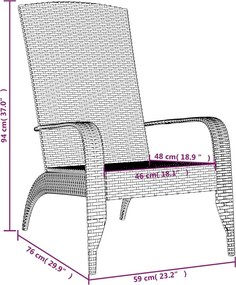 vidaXL Πολυθρόνα Κήπου Adirondack Γκρι από Συνθετικό Ρατάν