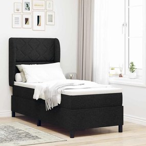 vidaXL Κρεβάτι με ελατήρια με στρώμα Μαύρο 80 x 200 cm ύφασμα