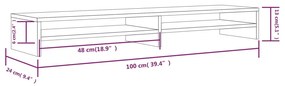 Βάση Οθόνης 100 x 24 x 13 εκ. από Μασίφ Ξύλο Πεύκου - Καφέ