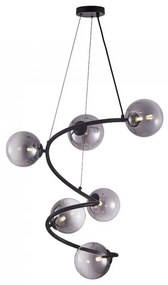 Κρεμαστό Φωτιστικό Οροφής WAVE-6P-BL Γυαλί G9 40W Sunlight-WAVE-6P-BL-Φιμέ/Smoke WAVE-6P-BL