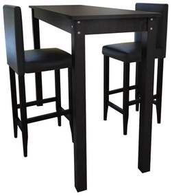 Τραπέζι Μπαρ με 2 Καρέκλες Μπαρ Μαύρο - Μαύρο