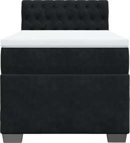 vidaXL Κρεβάτι Boxspring με Στρώμα Μαύρο 90x190 εκ. Βελούδινο