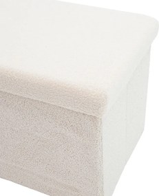 Σκαμπό-μπαούλο Forward pakoworld ύφασμα μπουκλέ ivory 76.5x38x37.5εκ