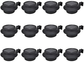 vidaXL Φωτιστικά Περίφραξης Εξωτερικού Χώρου Ηλιακά LED 12 τεμ. Μαύρα