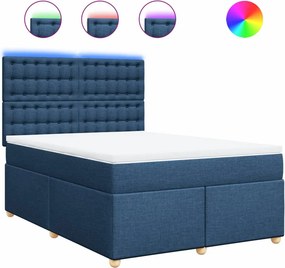 vidaXL Κρεβάτι Boxspring με Στρώμα Μπλε 140x200 εκ. Υφασμάτινο