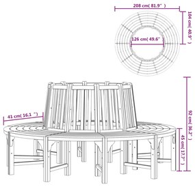 vidaXL Παγκάκι Δέντρου Κυκλικό Ø208 εκ. από Μασίφ Ξύλο Ευκαλύπτου