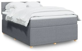 Κρεβάτι Boxspring με Στρώμα Αν. Πράσινο 160x200εκ Υφασμάτινο - Γκρι