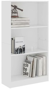 vidaXL Βιβλιοθήκη με 3 Ράφια Λευκή 60x24x109 εκ. Επεξεργασμένο Ξύλο