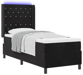 vidaXL Κρεβάτι Box Spring LED με Στρώμα Μαύρο 80 x 200 cm Βελούδο