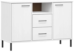 Ντουλάπι OSLO Λευκό 113x40x77 εκ. Μασίφ Ξύλο με Μετ. Πόδια - Λευκό