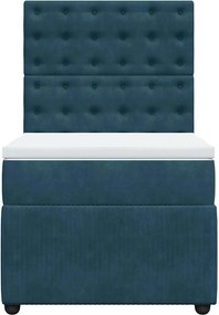 vidaXL Κρεβάτι Boxspring με Στρώμα Μπλε 80 x 200 εκ. Βελούδινο