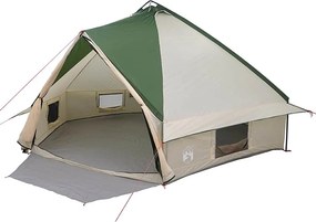 vidaXL Τέντα Teepee 10 Ατόμων Πράσινο και Λευκό 567 x 470 x 242 εκ.